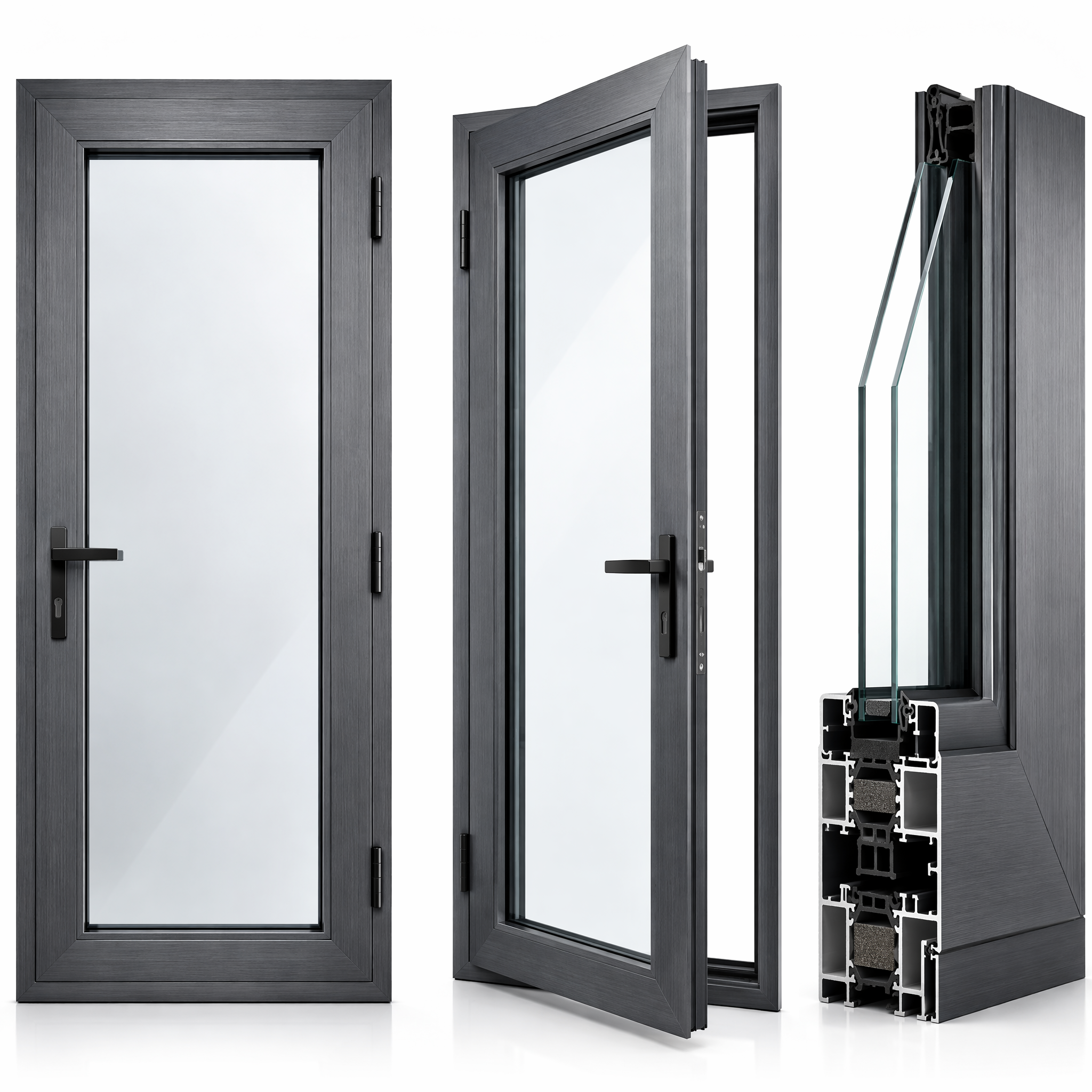 Thermal Break Aluminum Casement Door Exterior Double Glazed French Swing Entry Door with Tempered Glass for Apartment Bedroom