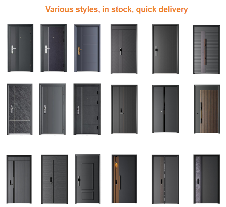 Luxury Smart Entrance Doors Cast Aluminum Metal Single Front Entry Anti Theft Aluminum Alloy Exterior Security Doors