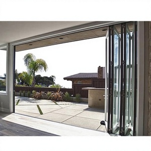 High Quality Outdoor Soundproof Aluminum Door Frame Exterior Bi-Sliding Folding Doors