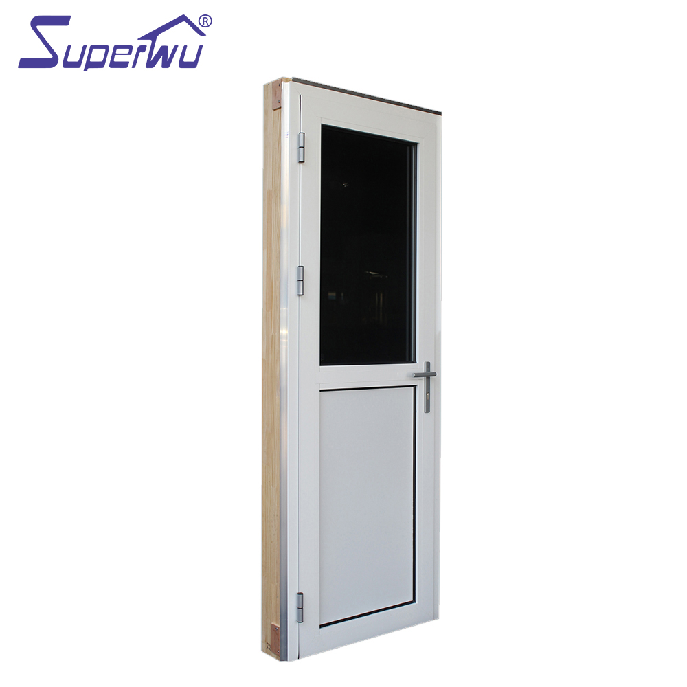 New Design Half Toughened Glass Half Aluminum Panel Hinged Doors Aluminum Glazed French Doors