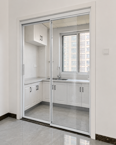 Factory Custom White Aluminum Kitchen Sliding Door 2 Panel Glass Balcony Partition Door