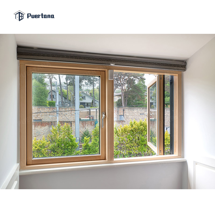 America Style Aluminum Clad Wood Casement Window With Double Toughened Glass for Villa House