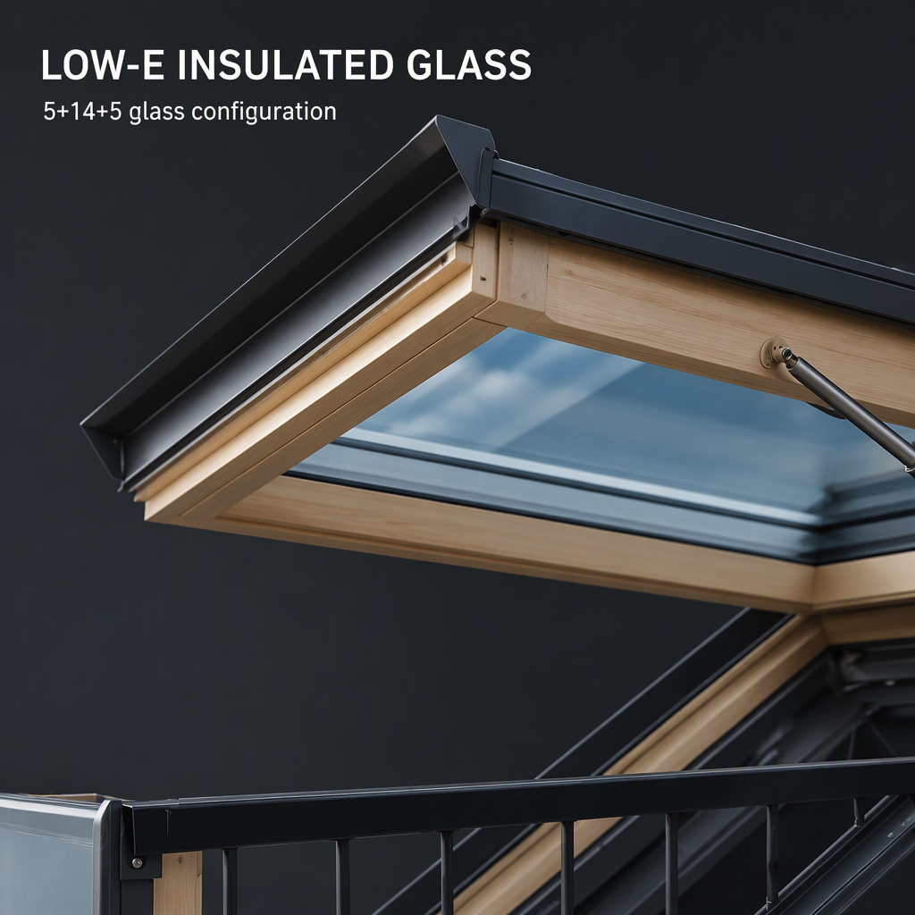 Modern Style Waterproof Aluminum Attic Skylight Roof Window Converts to Balcony Ventilation for Terrace Loft