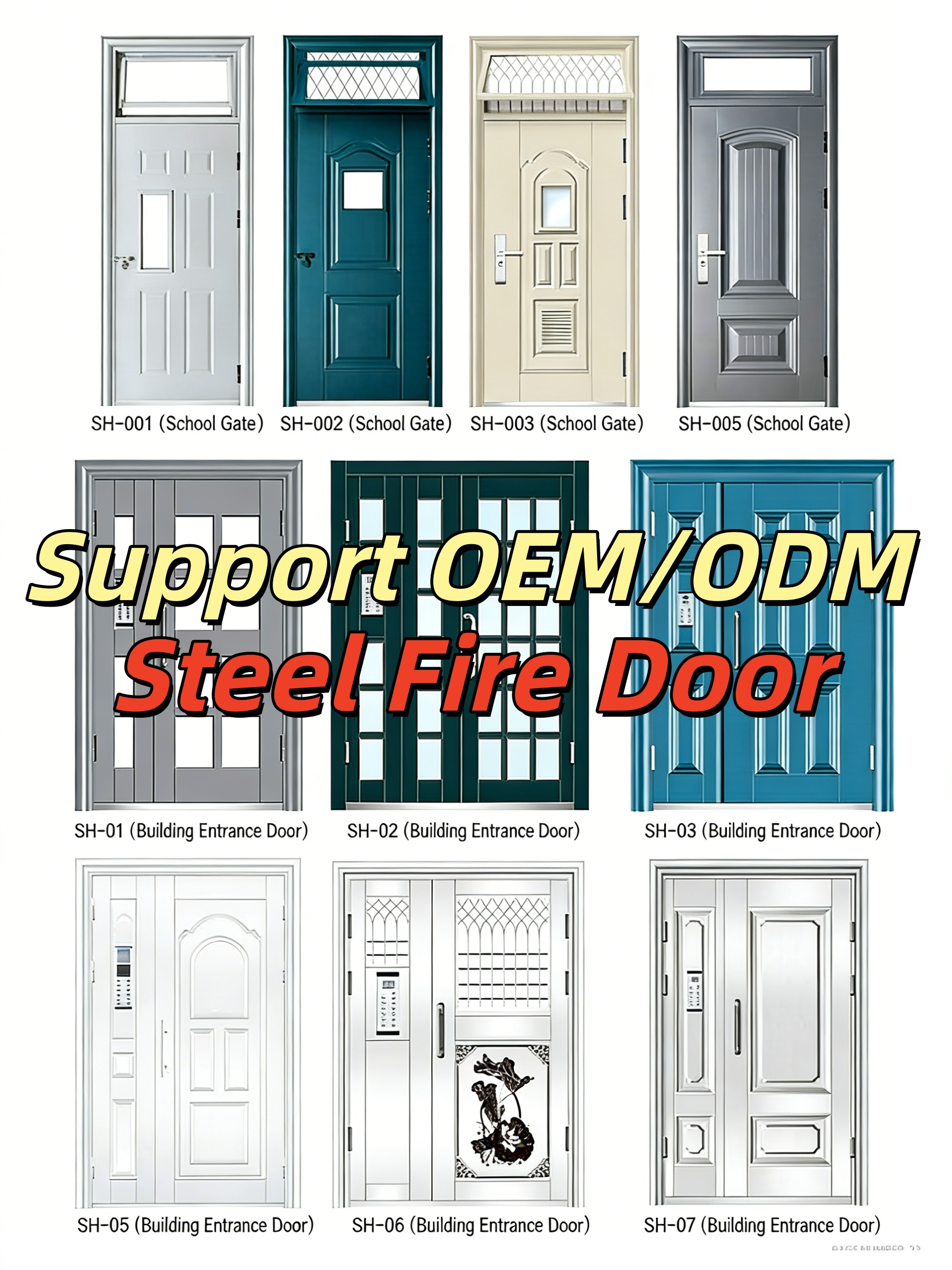 Cast Aluminum Contemporary Swing Fire Prevention Entry Door For Exterior Bedroom Villa Security Unequal Double-Leaf Door