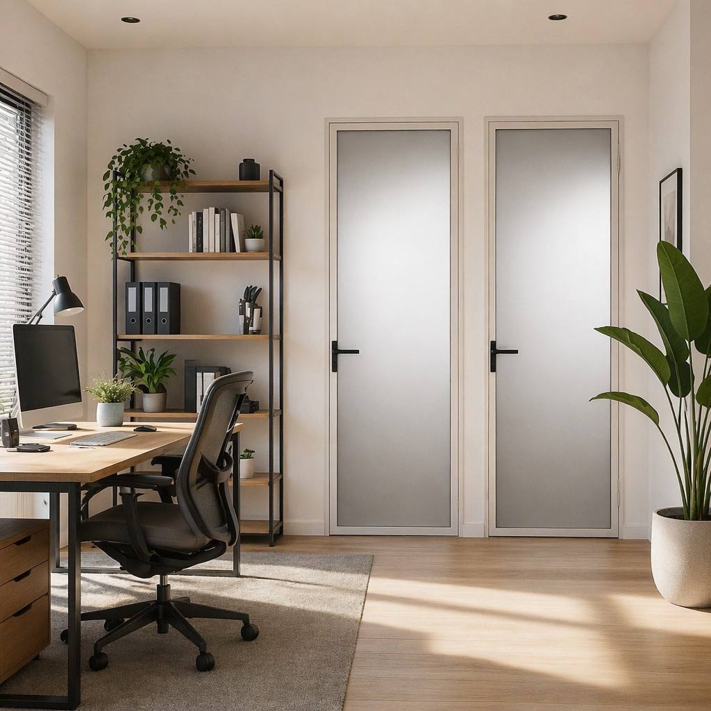 Factory Price Modern Finished Interior Bathroom Door Aluminum Alloy Frosted Glass Side Opening Durable Apartment Use