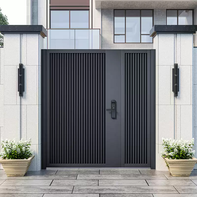 Modern European Style Automatic Opening Pattern Swing Sliding Aluminium Alloy Door for Outdoor Garden Courtyard Villa Entry