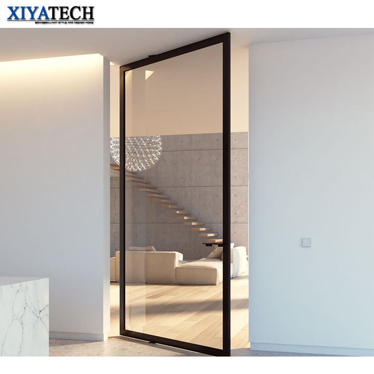 XIYATECH Pivot Door Supplier Entrance Security Exterior Mian Door Aluminium Profile Custom Tempered Glass