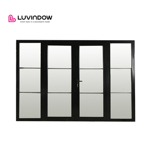 Luvindow American Style Kitchen Double Glazed Glass Front French Doors Modern Exterior Aluminum Alloy Swing Open Residential Use