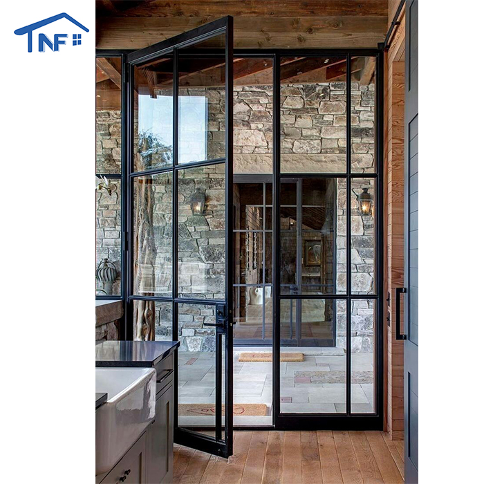 Customized Design Modern Thermal Insulation Villa Casement Glass Aluminum Door With French Door Style And SDL Grill Design