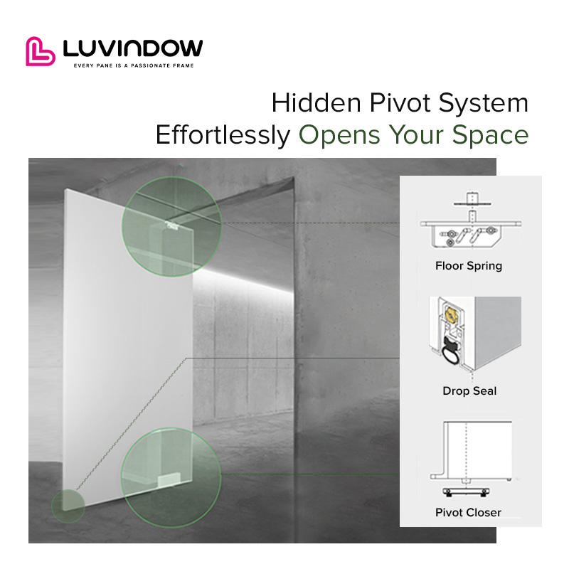 High Performance Thermal Insulation Wide Access Aluminum Pivot Entry Doors for Luxury Builder Residential Projects