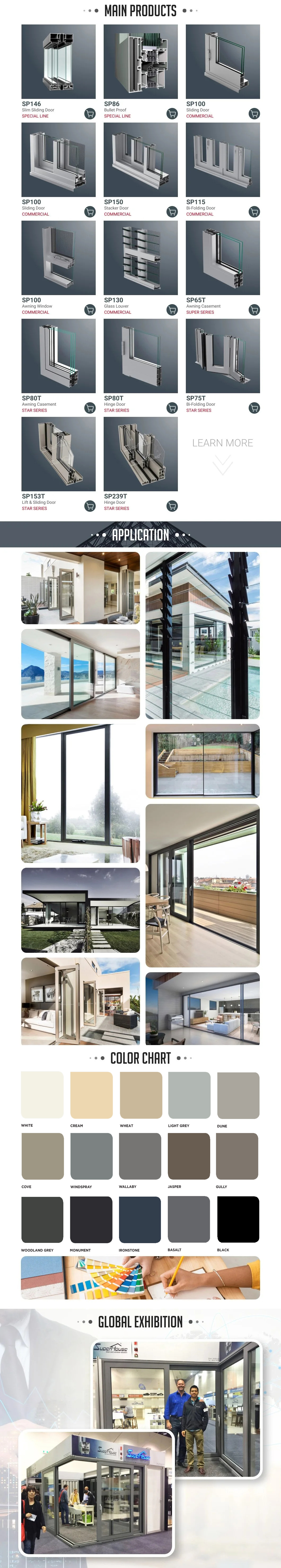 Superhouse Used Storm Doors Commercial Aluminum Storm Double Tempered Glass Swing Door