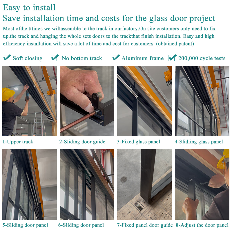 Hotel Luxury Aluminum Sliding Door Apartment Villa Office Glass Interior Door Soft Closing Telescopic Sliding Glass Door Factory