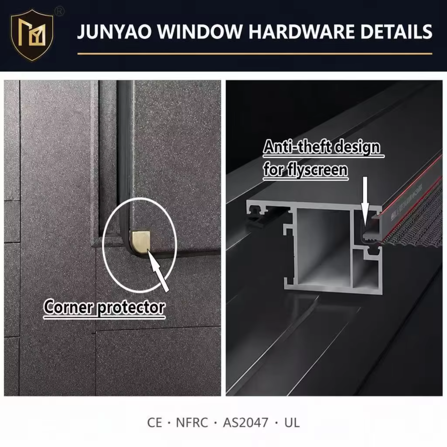 JUNYAO Factory Hurricane Impact Windproof Accordion Folding Window PA66 5+20A+5 Energy Saving NFRC for Event Project