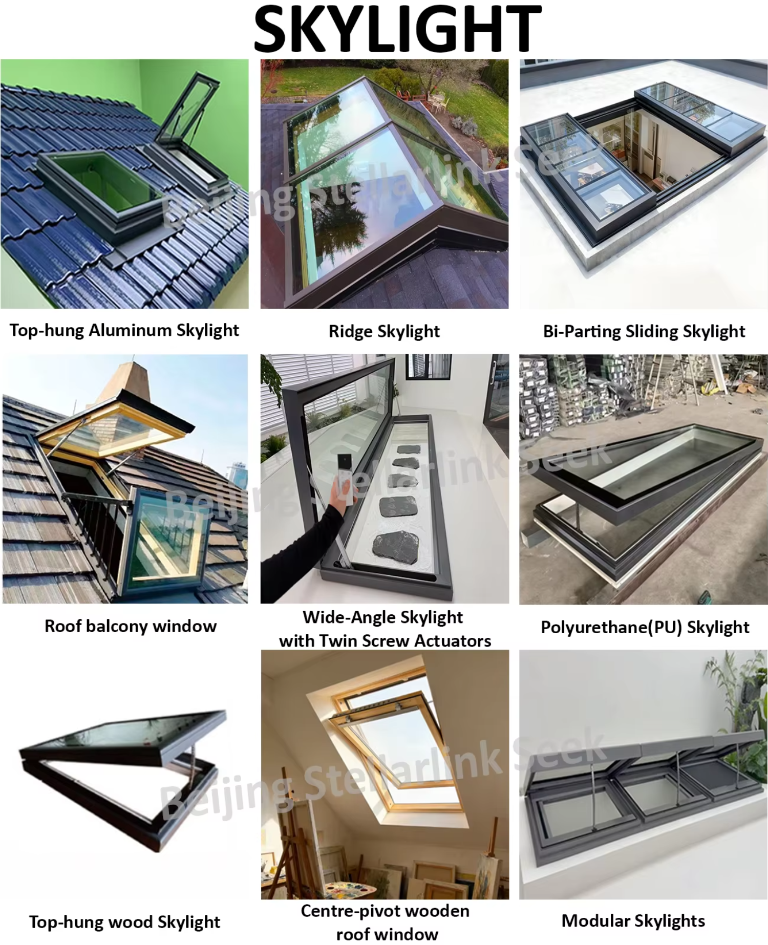 Modern Style Waterproof Aluminum Attic Skylight Roof Window Converts to Balcony Ventilation for Terrace Loft