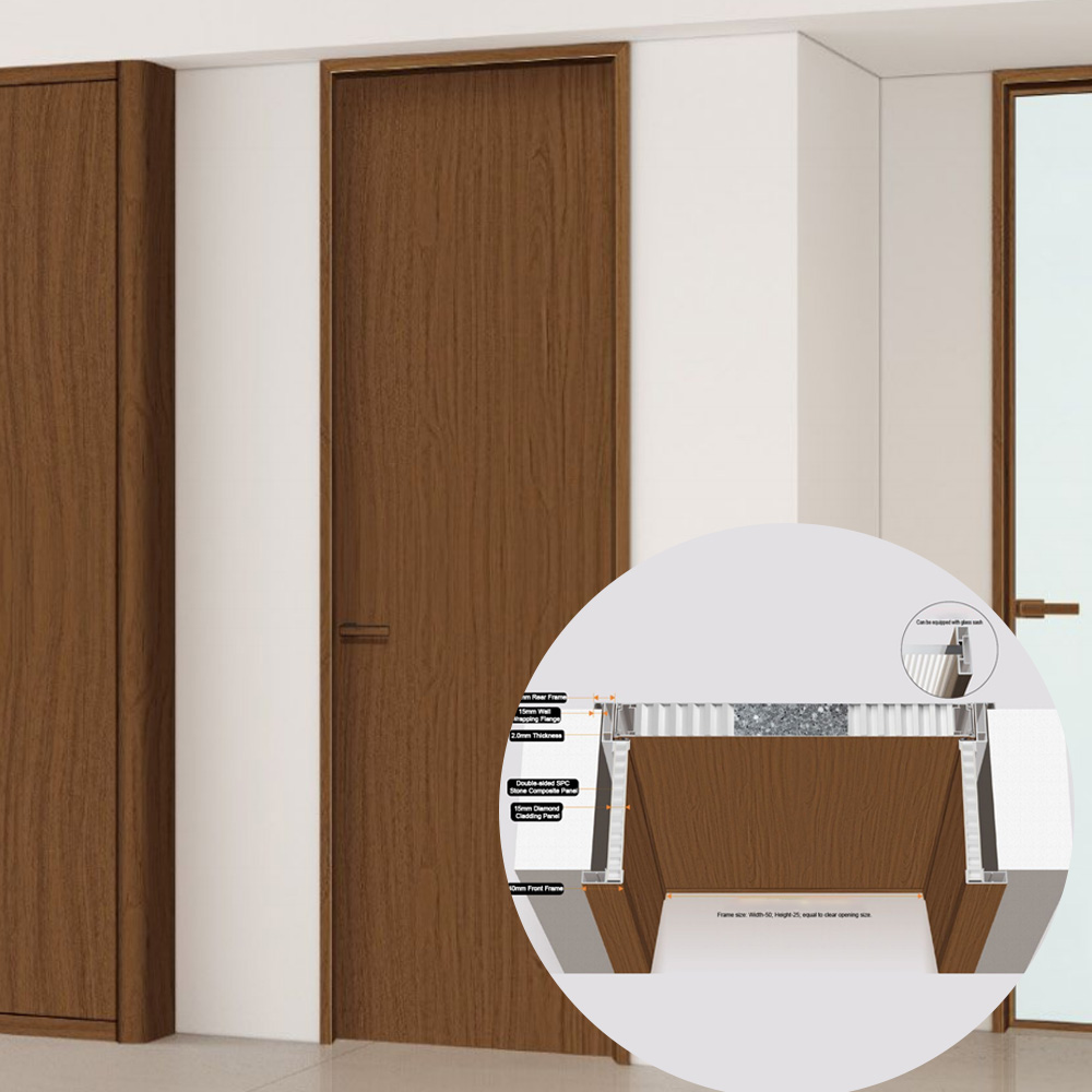 Minimalist Ultra Narrow Frame Full Aluminum Interior Door All Aluminum Honeycomb Core Wood Grain Pure Aluminum Bedroom Door