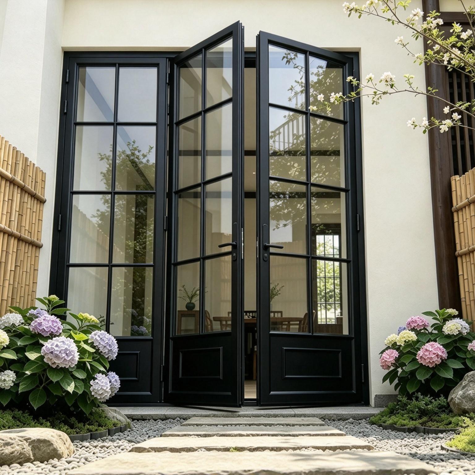 Modern Aluminum French Door Double Casement Swing Patio Entry Door Thermal Break Tempered Glass Luxury Villa ODM Factory China