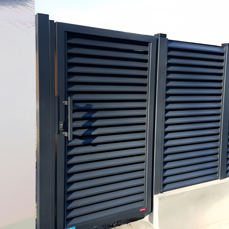 Simple Privacy Aluminum Louver Gate Powder Coated Aluminum Doors Exterior Easily Assembled Aluminum Gates for Houses Anti-theft