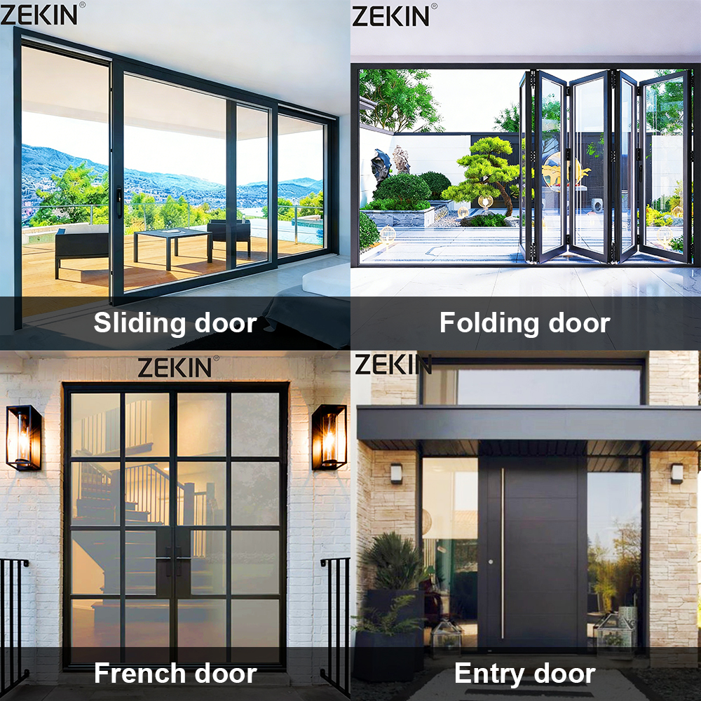 ZEKIN Entry Exterior Doors Wooden Modern Villa Home Entrance Door Aluminum Front for House Aluminum Entry Doors Smart Lock