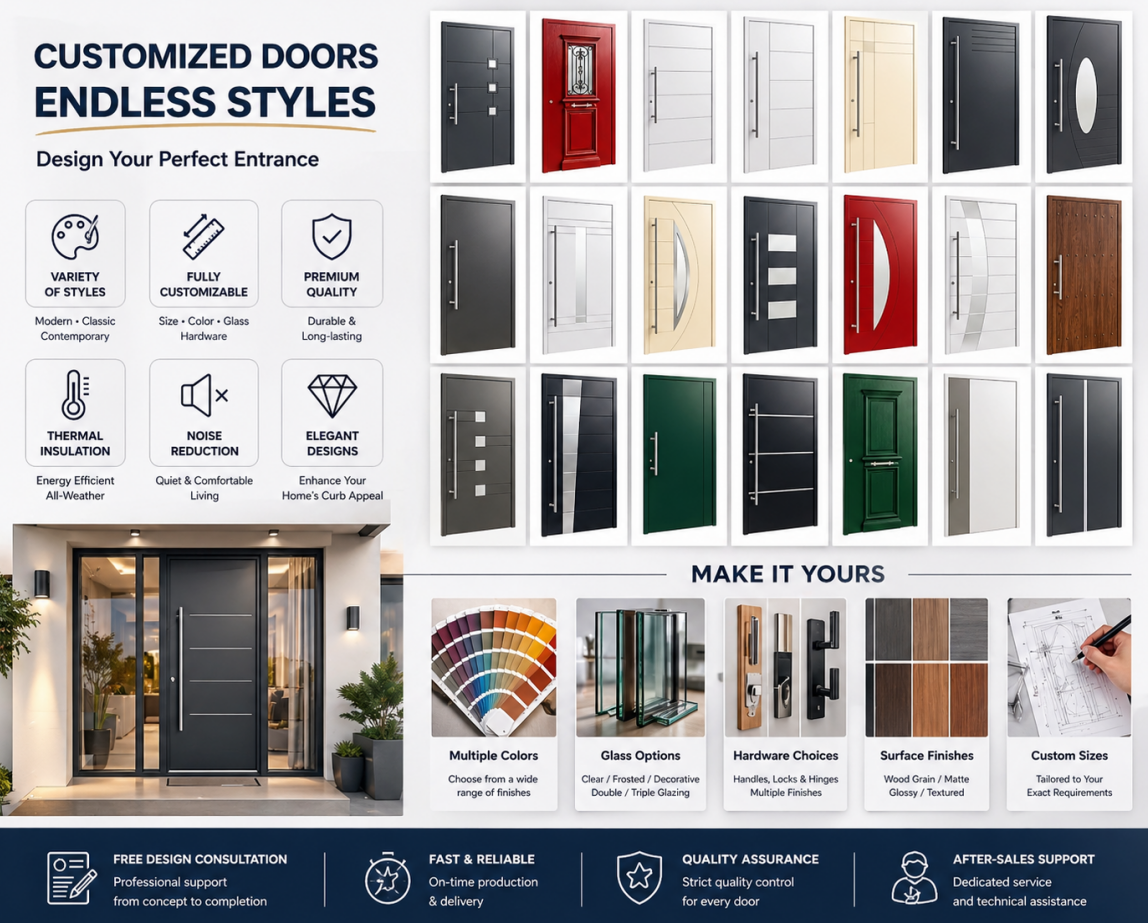 Luxury Smart Entrance Doors Cast Aluminum Metal Single Front Entry Anti Theft Aluminum Alloy Exterior Security Doors