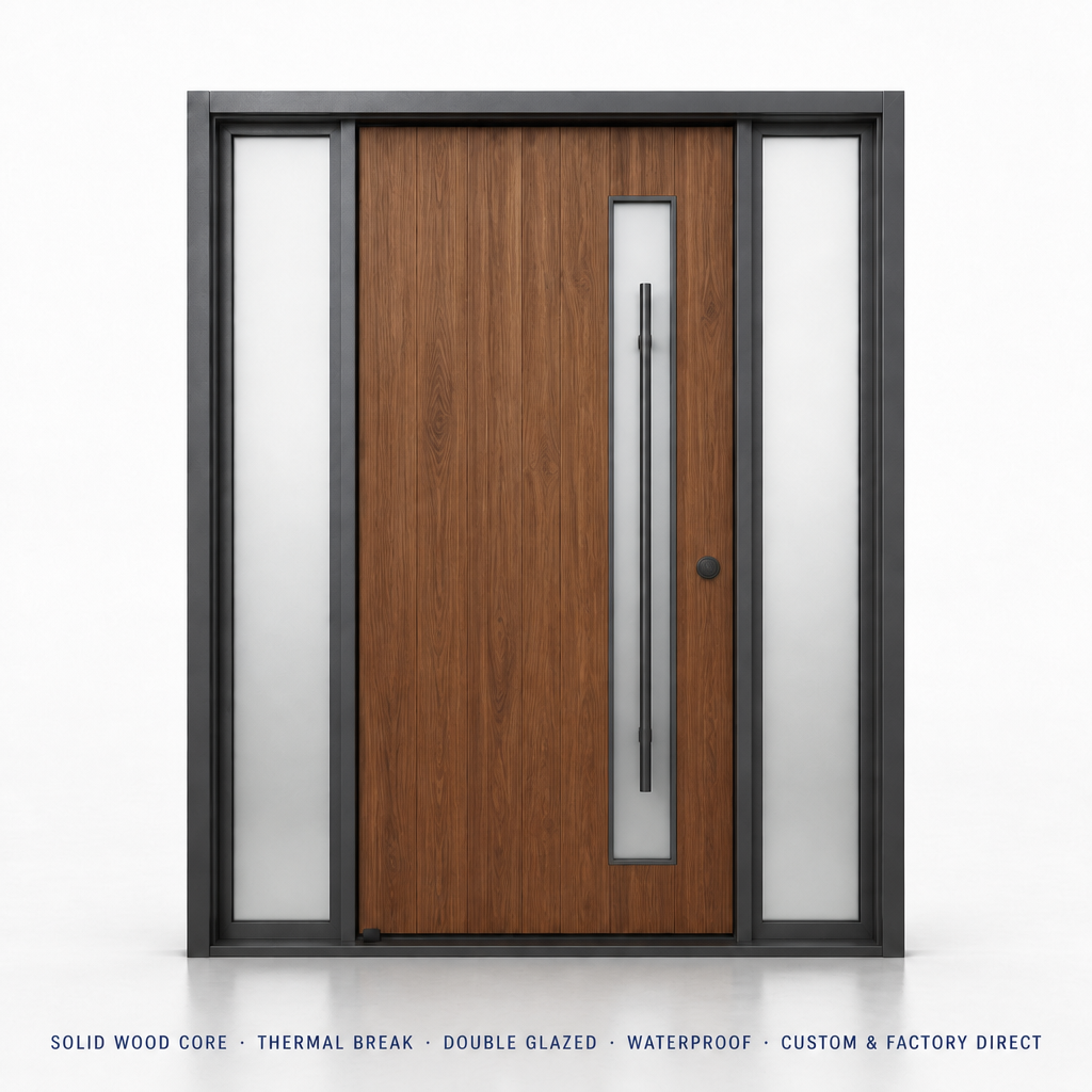 CE Certified Aluminum Clad Wood Pivot Door Solid Core Thermal Break Exterior Entry Door For Modern Villa