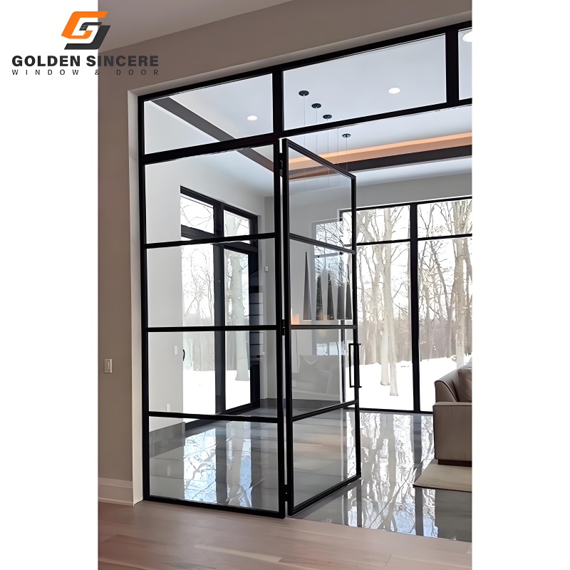 GS High Quality Single Glass Aluminum Swing Door for Office Use