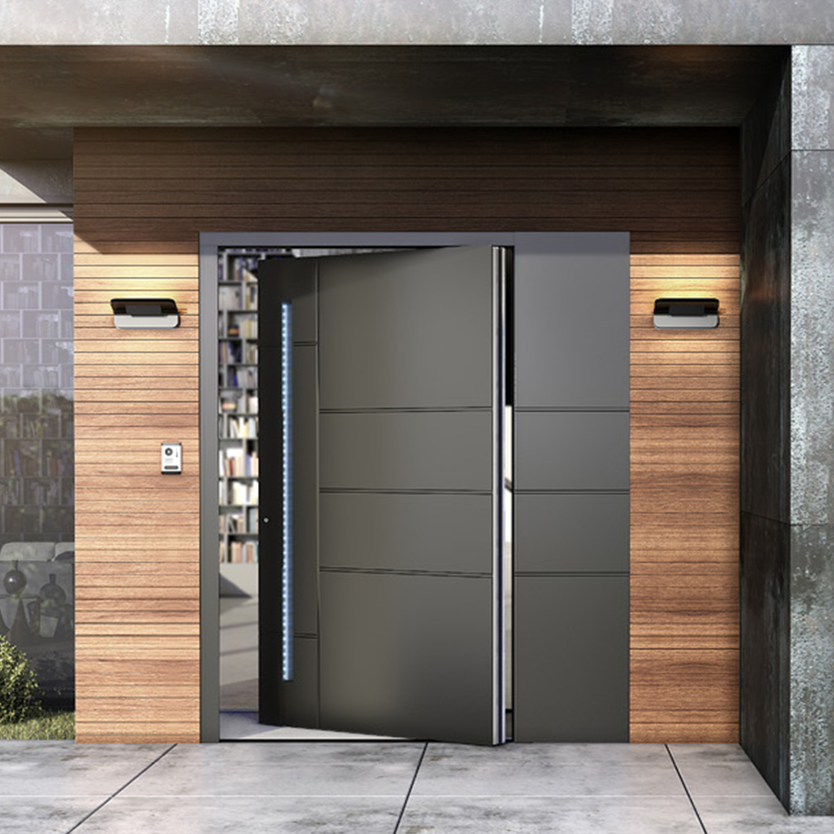 CBMmart Miami-Dade Certificate NFRC North American Style Panel Tempered Glass Aluminium/Metal Modern Entrance Front Pivot Doors