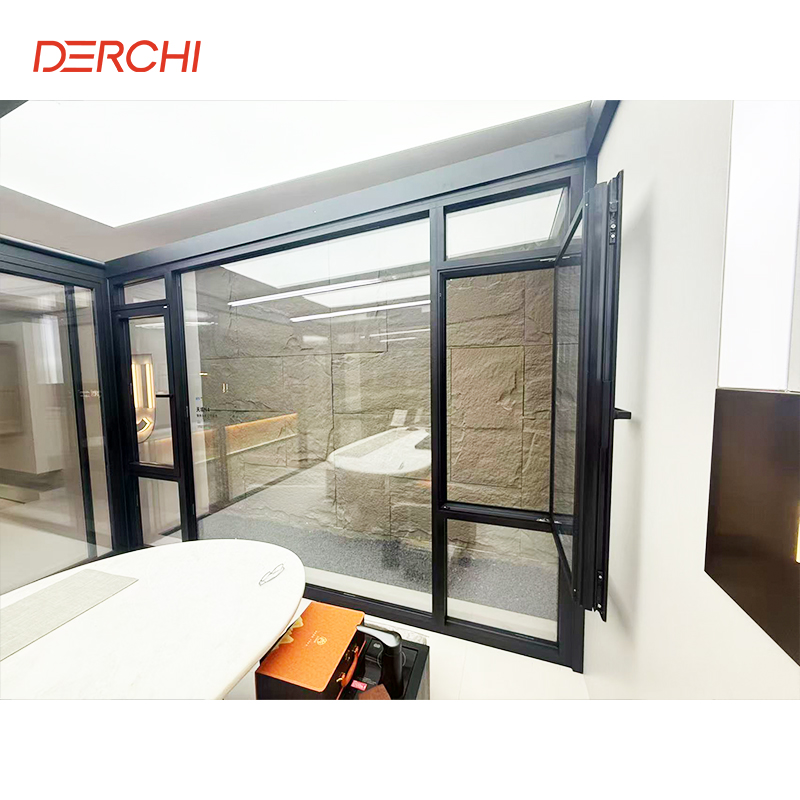 DERCHI Customized Fixed windows Double Tempered Insulating Broken Bridge windows Slim Profile Aluminium Casement windows