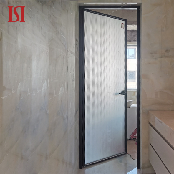 Top Brand Modern Simple Aluminum Swing Door Black Aluminum Frame High Quality Alloy Material for Bedroom Custom Minimalist