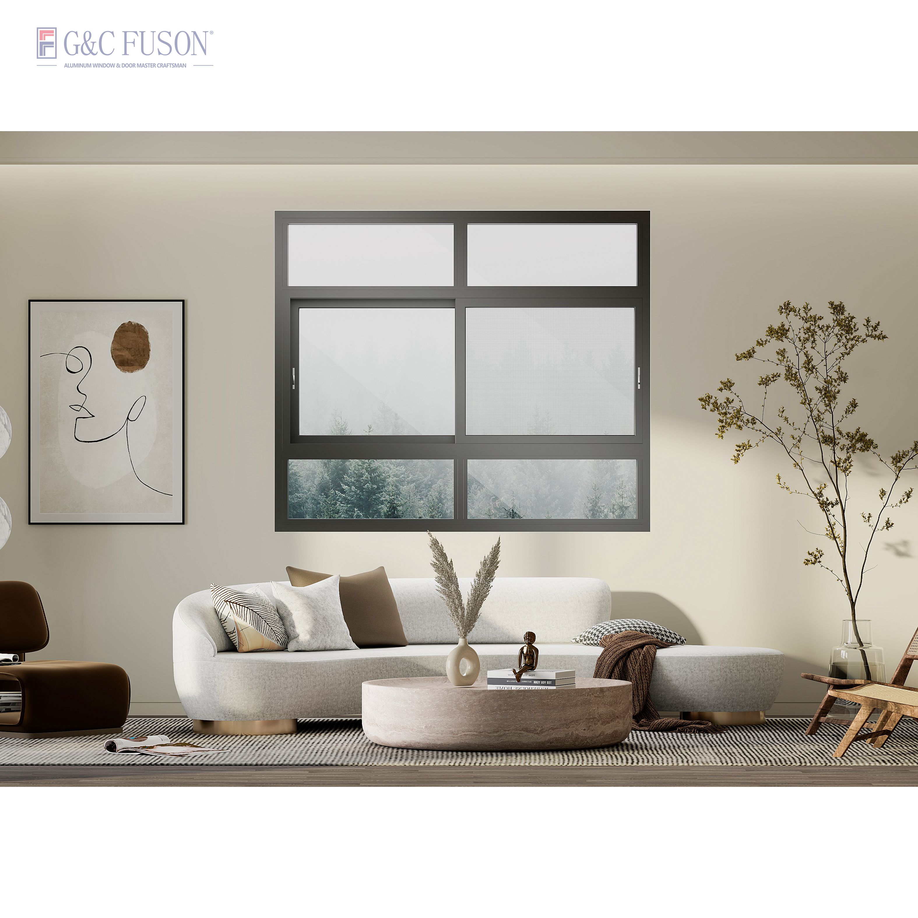 Fuson Aluminum Energy Efficient Design Sliding Window Louver Customized Hurricane Impact Aluminum Window