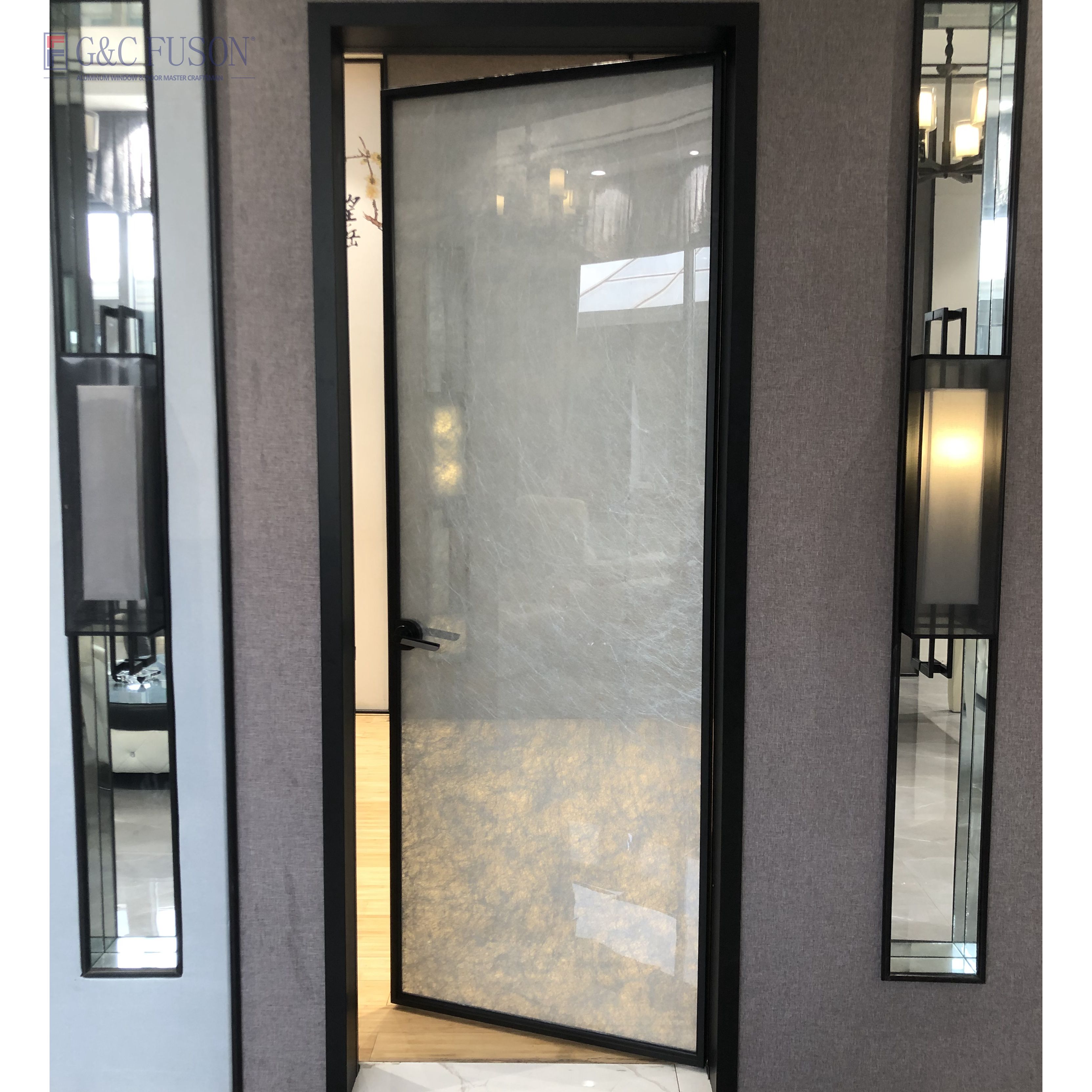 Hotel Room Glass Interior Casement Door With Lock Kitchen House Bedroom Door Office Aluminum Frame Swinging Glass Swing Door