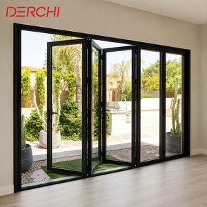 Modern Aluminum Double Glass Accordion Bifold Door