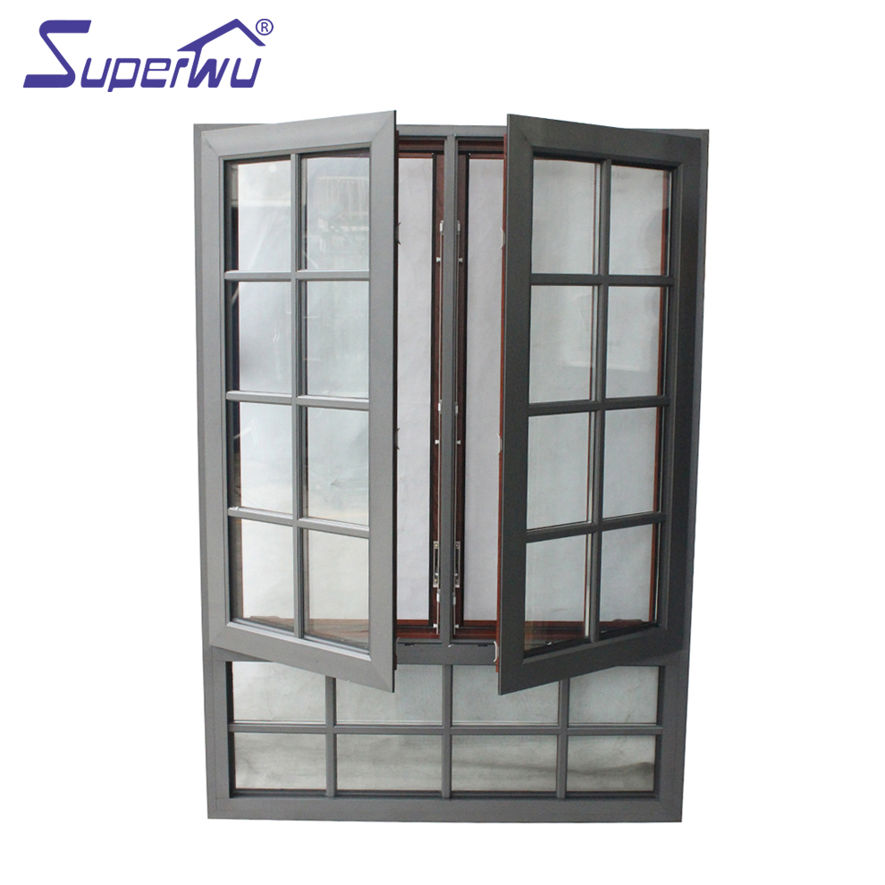 SUPERWU High Quality Swing windows for Sale European Style Aluminium French Window for Hurricane case Low E Glass