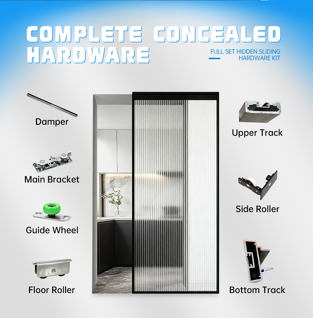 Modern Interior Aluminum Glass Sliding Wall Pocket Door for Bedroom Office
