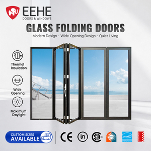 EEHE Aluminum Glass Sliding Bi Folding Doors And Windows Horizontal Folding Door