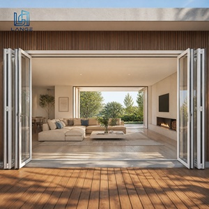 Modern Thermal Break Aluminum Folding Door Double Glazed Bi-fold Patio Door for Residential Villa