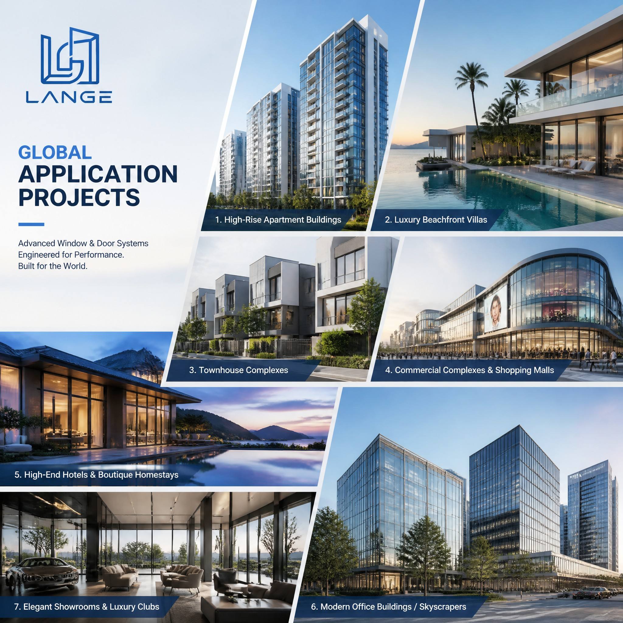 LANGE Hurricane Impact Fixed Window Aluminum Alloy Triple Glass Storm Proof Heat Insulation for Coastal Villa House