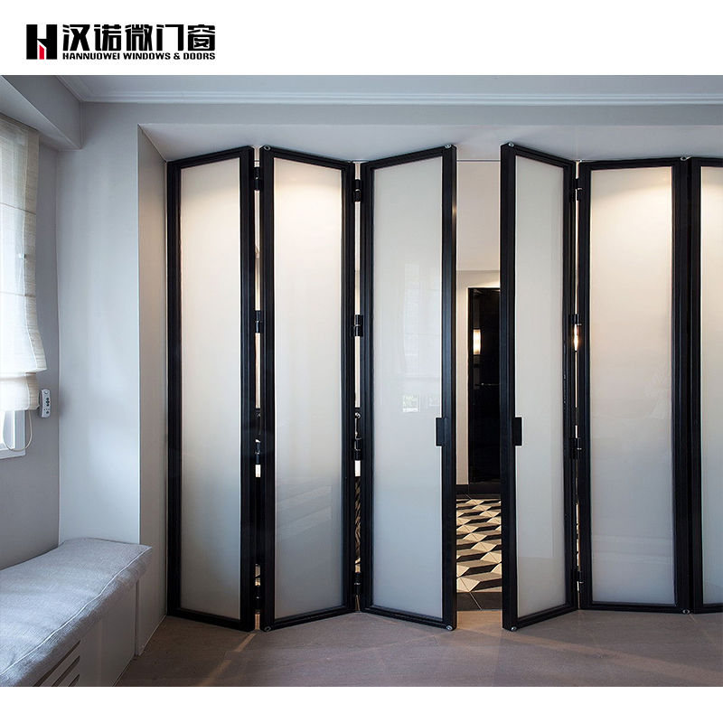 HANNOVER Crystal Folding Partition Door Fire Resistance Design Aluminum Folding Glass Door Accordion Doors Folding for Indoor