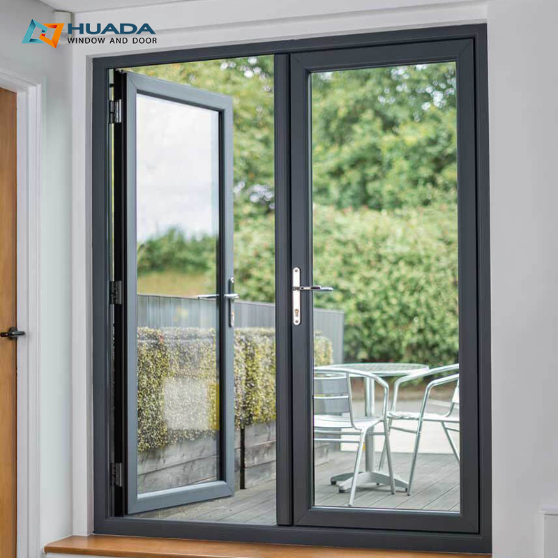 Custom Aluminum French Glass Swing Doors Soundproof Hurricane Impact Double Glazed French Doors for Villa