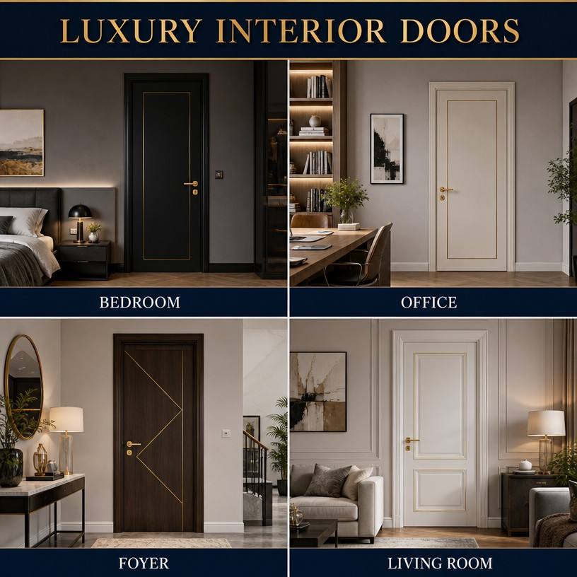 Factory Direct OEM/ODM French Carved Full Aluminum Bedroom Interior Swing Door Moisture-Proof Sound Insulation