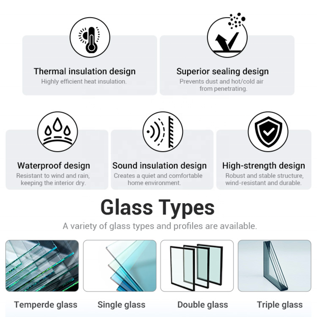 Factory Direct 3 Tracks Hurricane Impact Aluminum Sliding Window Waterproof Double Tempered Glass Security Apartment Balcony