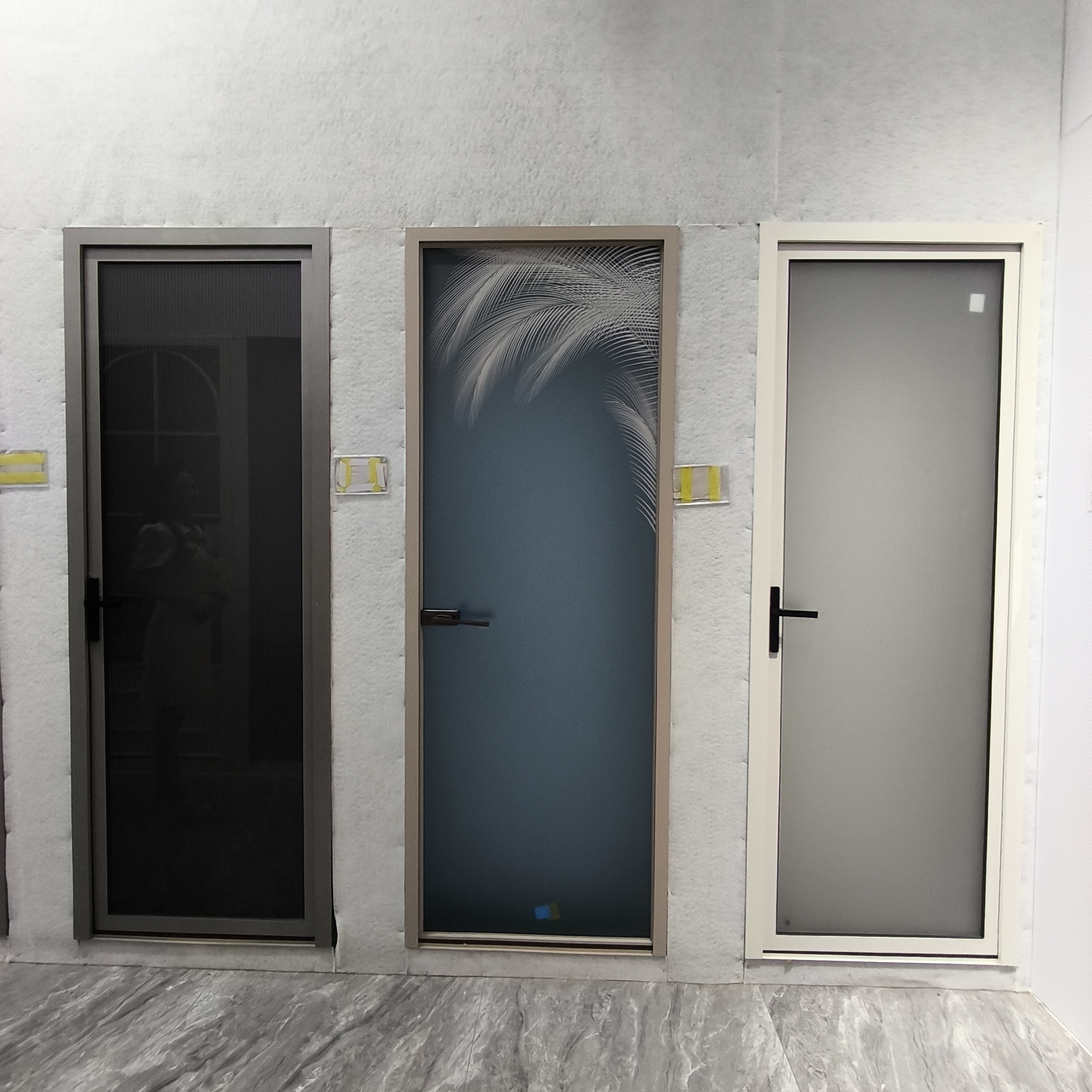 Factory Price Modern Finished Interior Bathroom Door Aluminum Alloy Frosted Glass Side Opening Durable Apartment Use