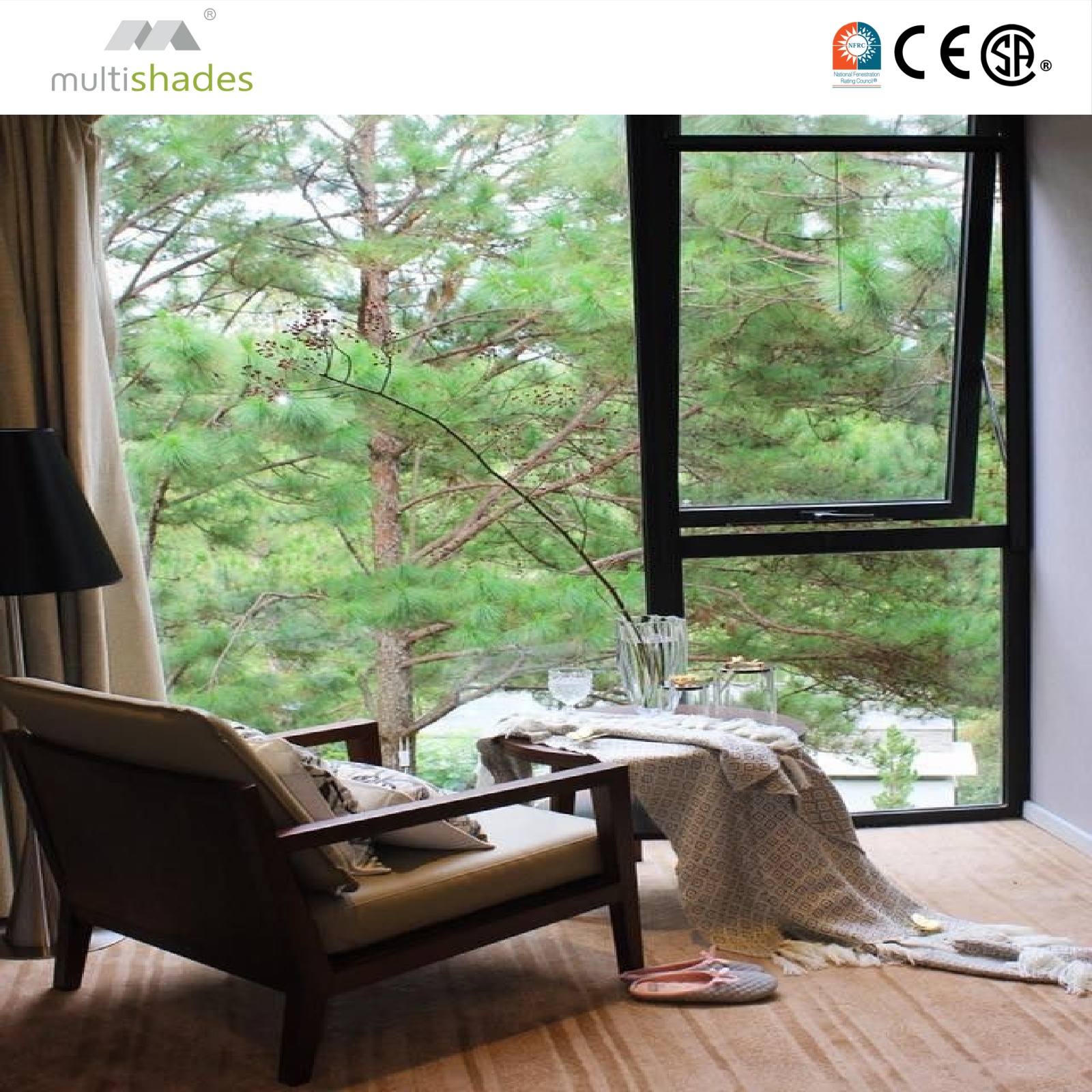 Multishades OEM ODM Custom Modern Swing Louver Awning Window with German Hardware Built-In Screen for Outdoor Kitchen Villa Use