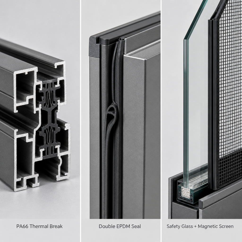 Double Glazed Horizontal Sliding Window Thermal Break EPDM Sealed Aluminum Alloy Soundproof CE NFRC AS2047 Apartment