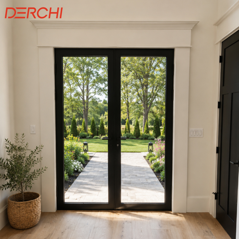 Waterproof Soundproof Aluminum French Door For Balcony Living Room And Villa Project