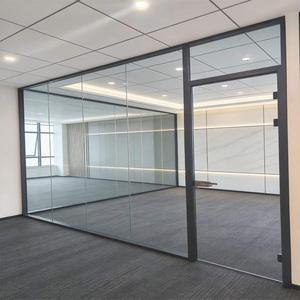 Commercial Office Glass Partition System Aluminum Frame Tempered Glass Modular Office Wall Soundproof Partition