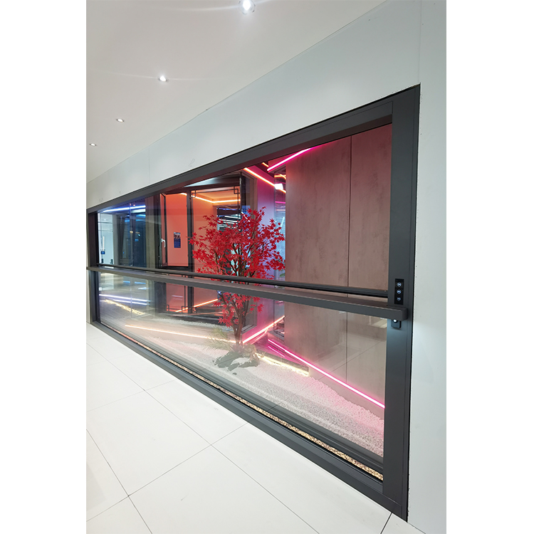 Motorized Vertical Sliding Guillotine Window Remote Controlled Patio Aluminum Glass Window For Balcony