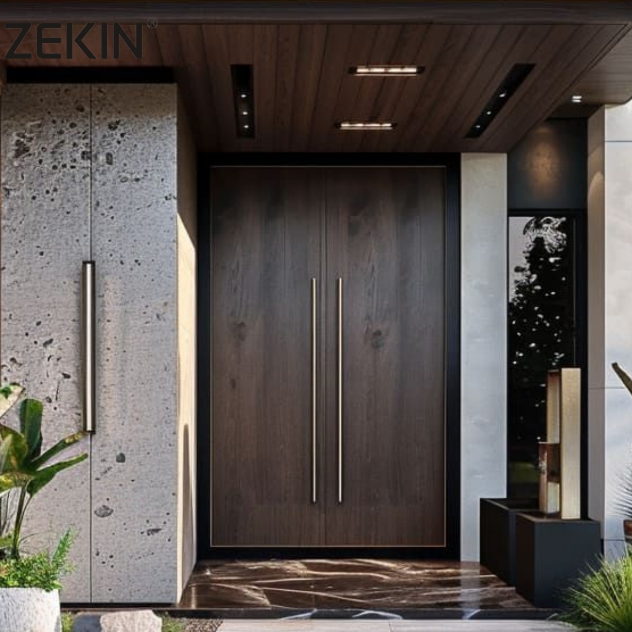 ZEKIN Factory Direct Wholesale USA Luxury Main Aluminum Entrance Door Anti-theft Sound Insulation Front Entry Double Leaf Doors
