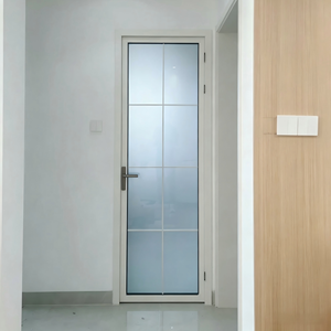 Slim Frame Aluminum Frosted Glass Bathroom Door