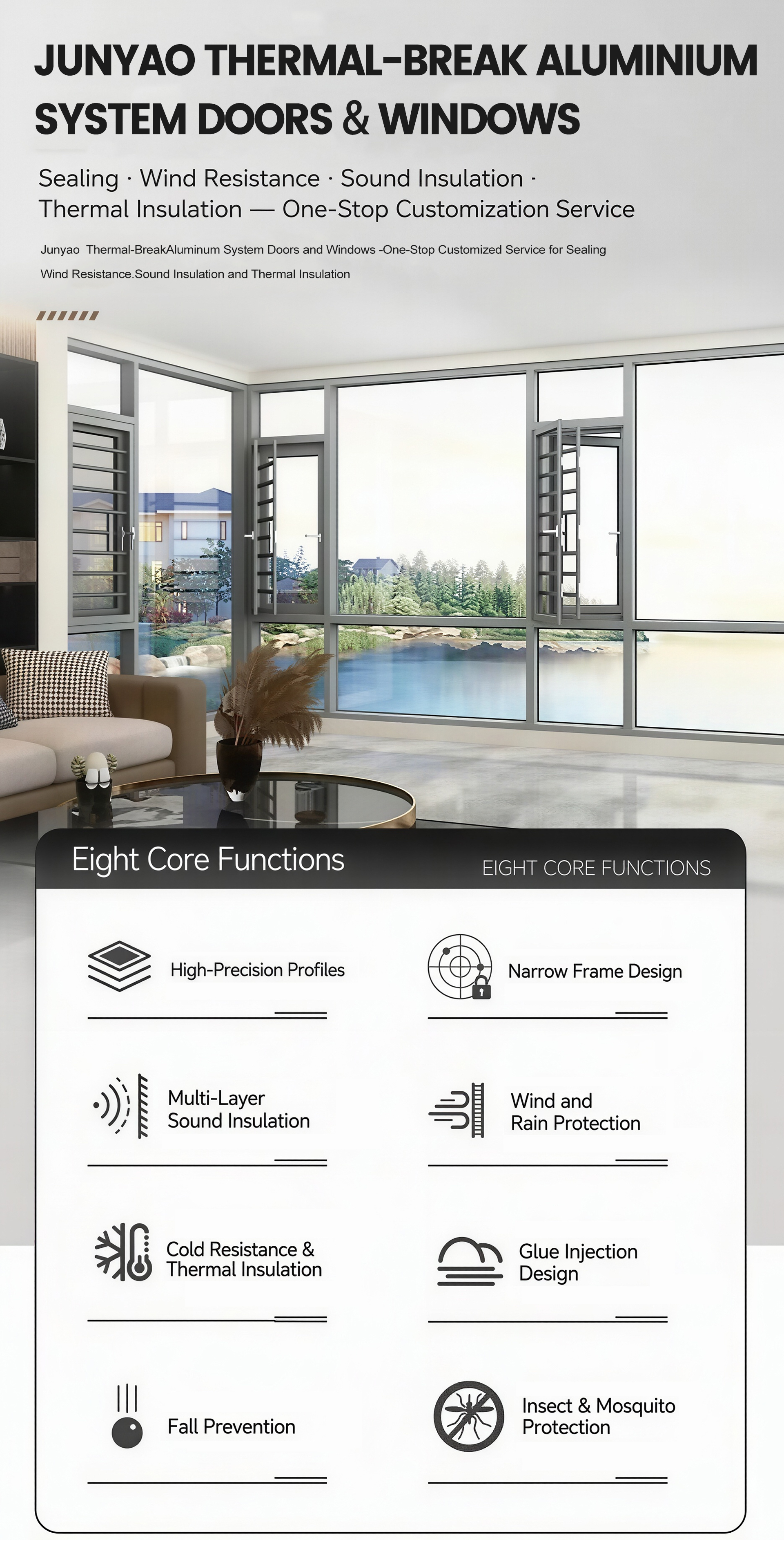 2026 Luxury Modern Aluminum Sliding Window CE NFRC AS2047 UL Certified 6063-T5 OEM ODM Thermal Break Exterior Soundproof Villa