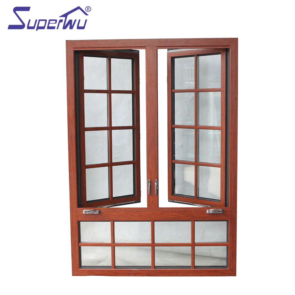 SUPERWU High Quality Swing windows for Sale European Style Aluminium French Window for Hurricane case Low E Glass